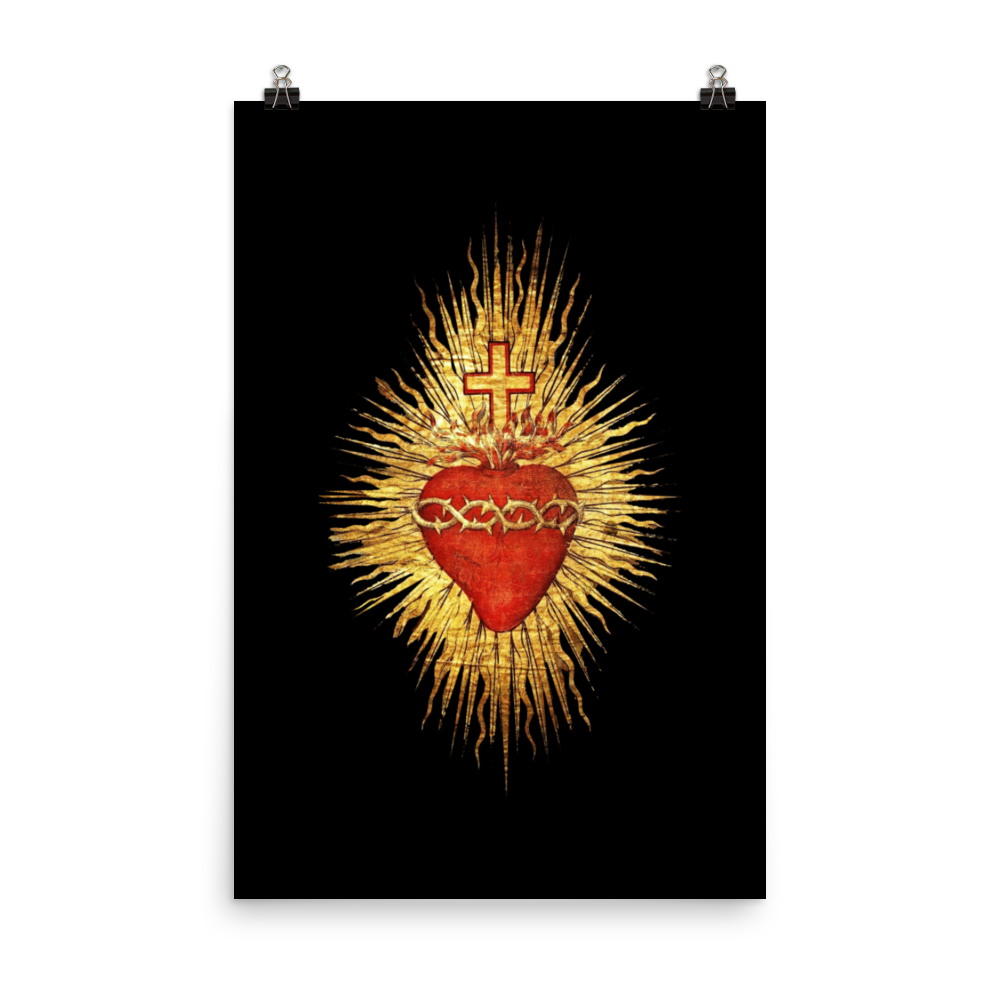 Sacred Heart - Black Background Poster