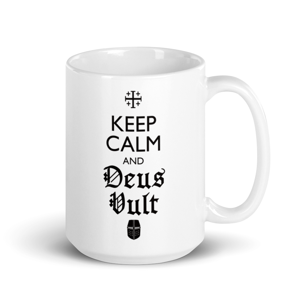 Keep Calm and Deus Vult - White glossy mug