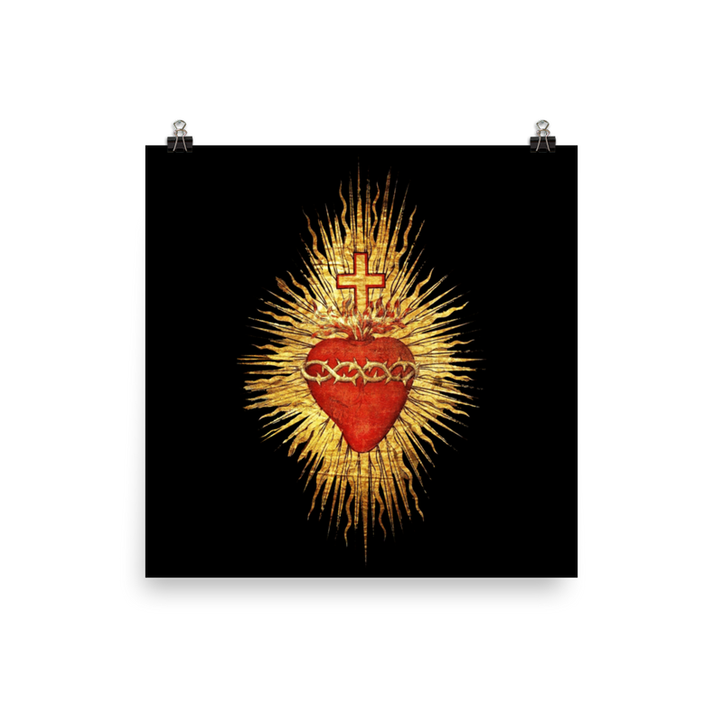 Black‑background Sacred Heart poster