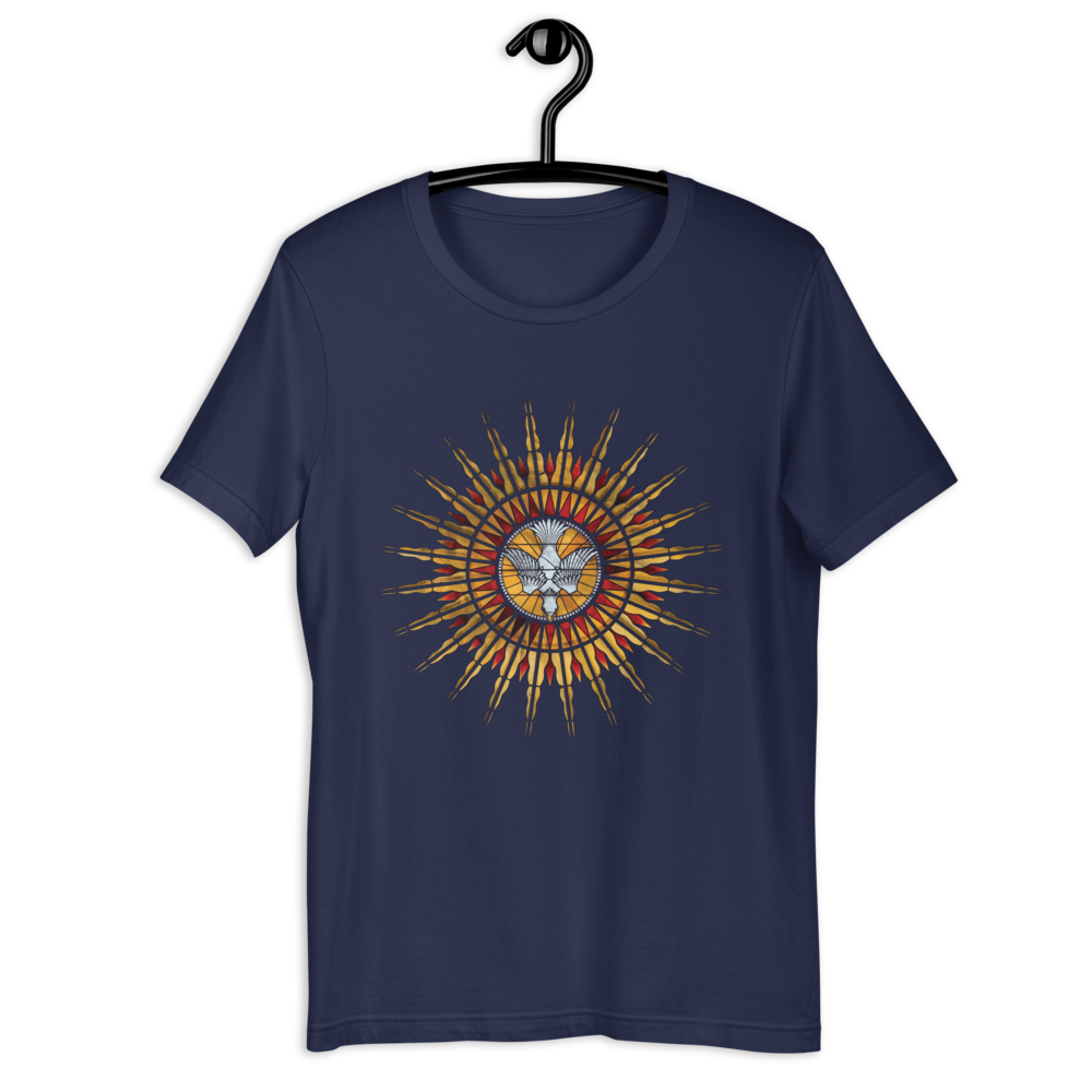 Holy Spirit T-Shirt - Navy Front stained glass style